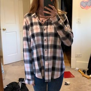 Vans black, pink, and white flannel